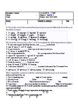 Đề kiểm tra 45 phút môn Tiếng Anh Lớp 9 - Năm học 2019-2020